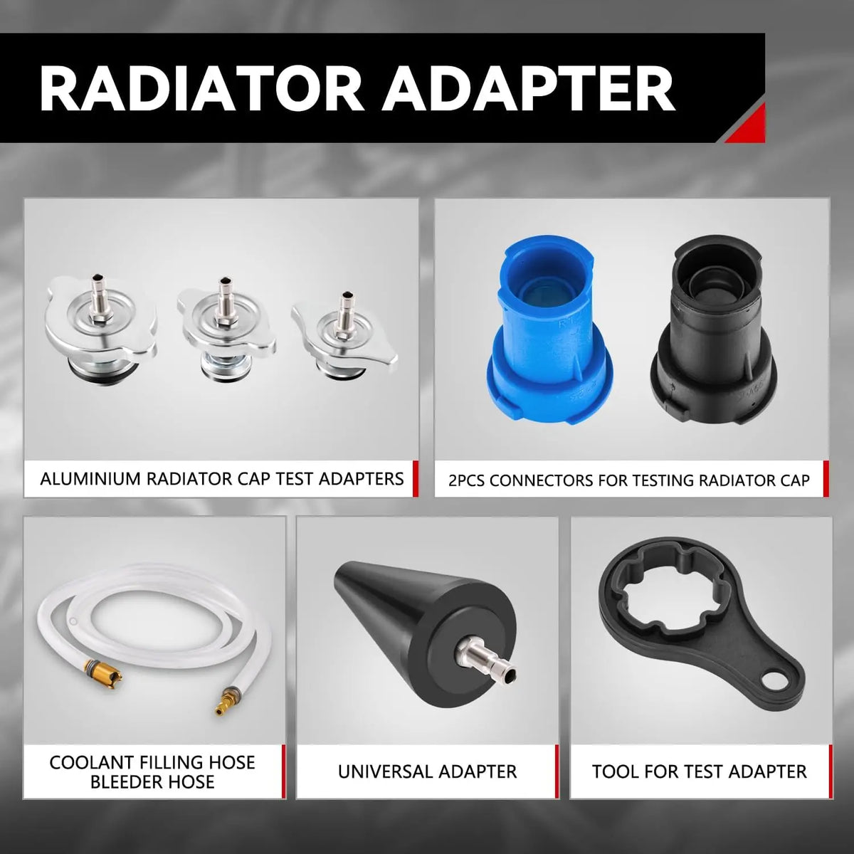14/28Pcs Universal Radiator Pressure Tester Set Vacuum Type Cooling System Tester Water Tank Leak Detection Detector Tool