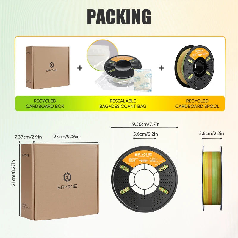 ERYONE 1KG PLA Lite Rainbow 3D Printer Filament, Changing Filament 1.75mm, Multicolor Gradient 1KG Spool Fit Most FDM Printers