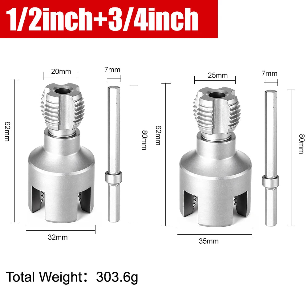 DN15/20/25 Pipe Threading Tool Hex Shank Die Internal External Threads 1/2&3/4&1 INCH Water Pipes PPR PVC MPP Detachable