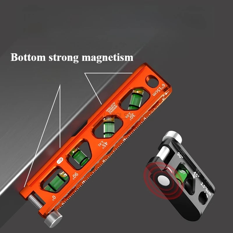 High-precision Strong Magnetism Bubble Level Solid Cast Aluminum Construction Spirit Level V-Groove & Magnet Track Angle Finder