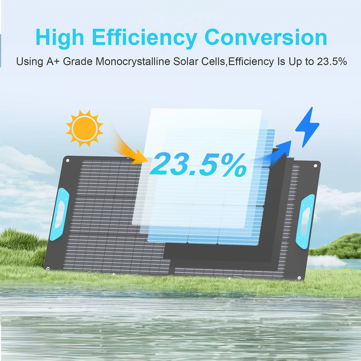 E-POWO 220W Foldable Solar Panel 20V Portable Solar Charger Generator 23% Efficiency Folding Bag Outdoor Power Supply Camping