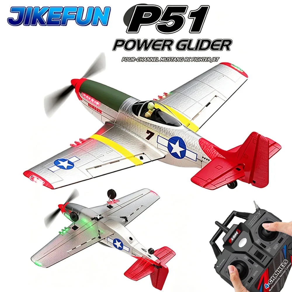 BM26 4CH RC Plane P51 Mustang Fighter 2.4G Electric Remote Control Glider Brushless Fixed-wing Aircraft EPP Foam Material Toy Birthday Gift