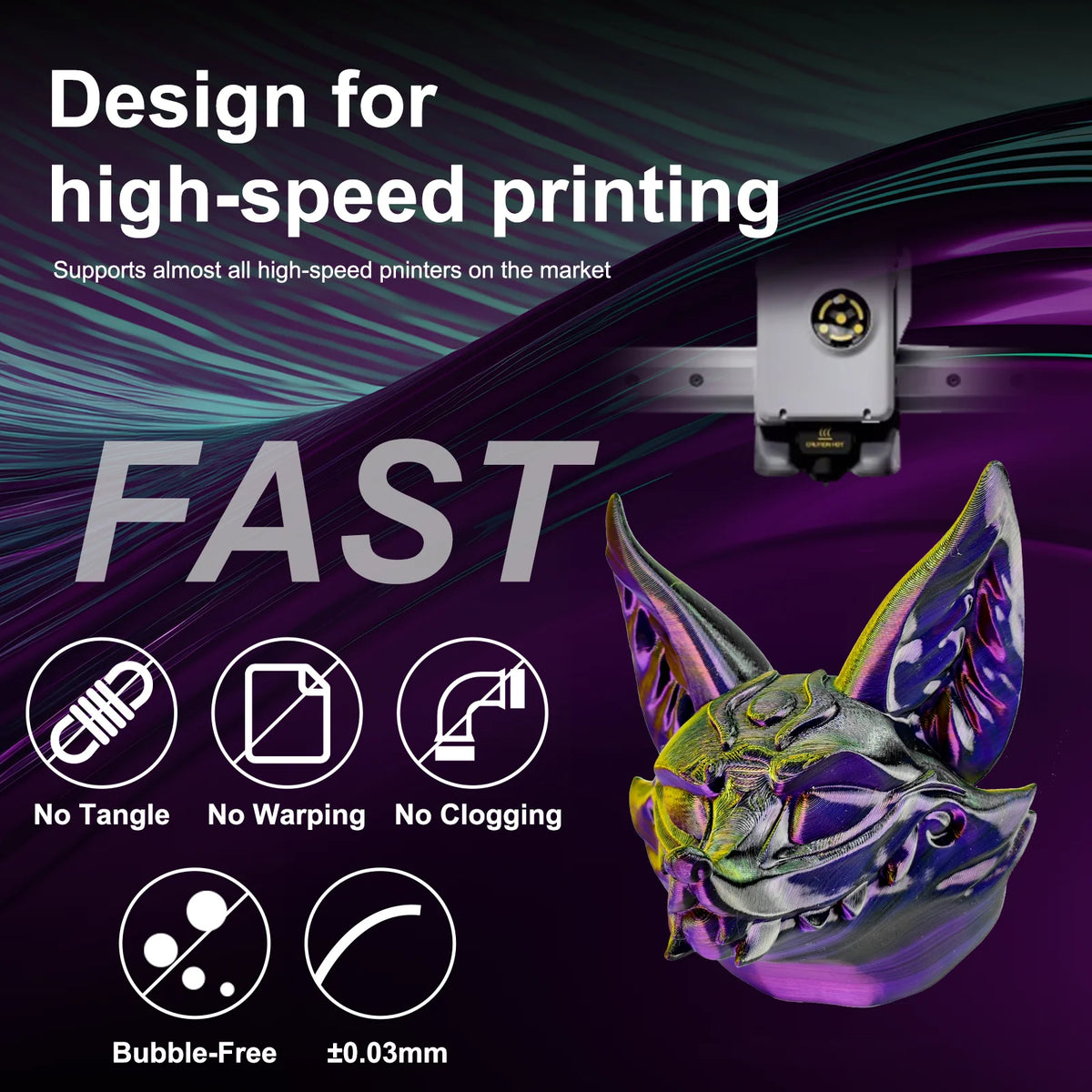 ERYONE 1KG Silk Triple Color Series PLA 3D Printer Filament 1.75mm, Tri-Color Coextrusion Silky Shiny Finish, 1kg Spool