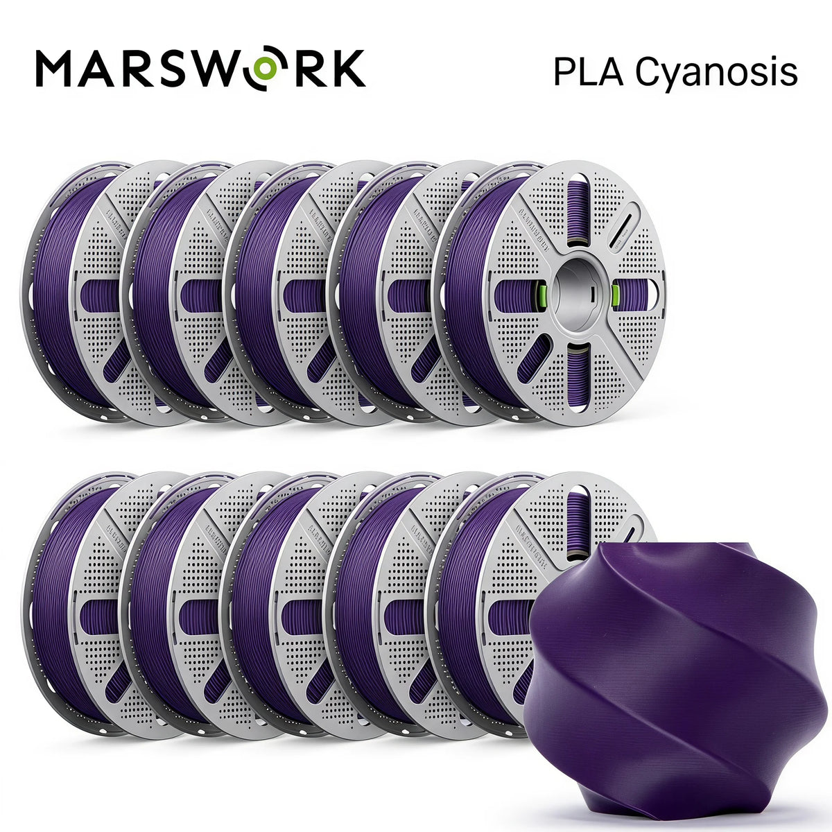MarsWork Reusable Filament Double-finger pressing design Fit AMS recognition of Bambu Lab Printers PLA Basic 2.0 10kg 1.75mm Filament 1roll/1kg (2.2lbs)