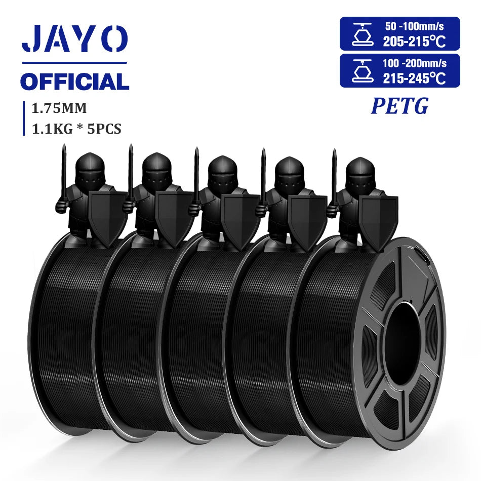 JAYO 5 Rolls 3D Filament PLA/PLA META/PETG/SILK PLA+/Wood/PLA Marblel/ APLA 1.75mm1.1KG 3D Printer Filament for FDM Muticolor