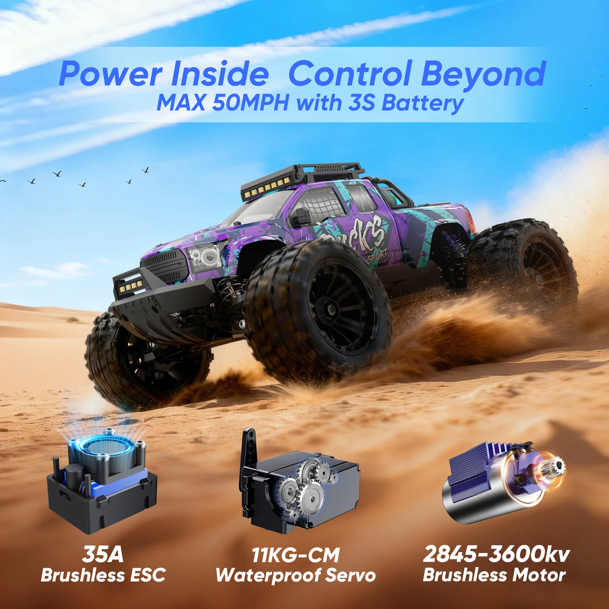 Local Shipping From US JIUSI 1/14 4WD PT14R Rc Car 4x4 Off-Road Rc Truck Brushless 3600KV 80km/h High-Speed 2.4G Remote Control 3S 35C 2200mAh Toy Car Rc Cars For Adults