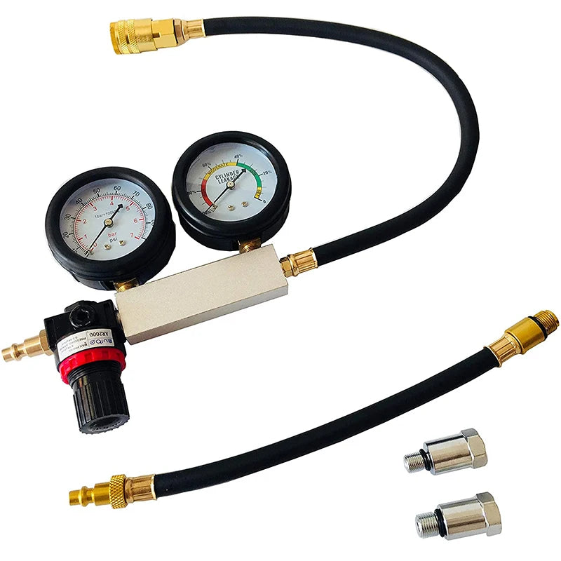 TU-21 Cylinder Leak Tester Compression Leakage Detector Set Double Gauge Petrol Engine Leakdown Detection Test Automotive Tools