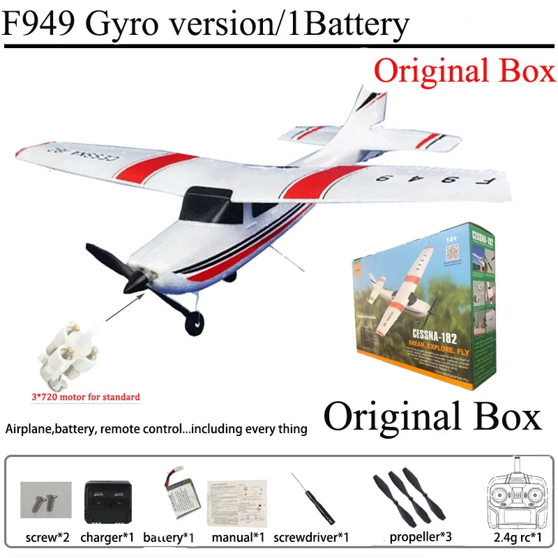WLtoys F949 2.4G 3D6G 3Ch RC Airplane Fixed Wing Plane Outdoor Toys Drone RTF Upgrade Version Digital Servo F949S With Gyroscope