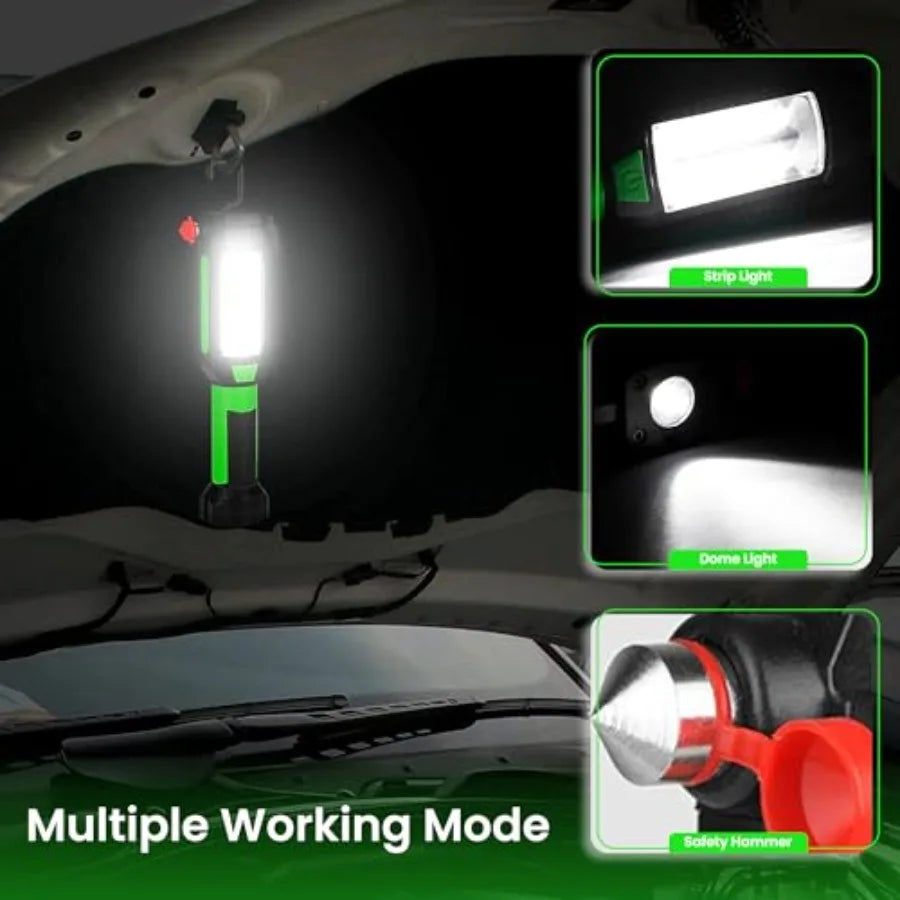 9-in-1 Emergency Auto Tool with LED Flashlight Multi-Function Car flashlight Kit with Three Lighting Modes, Window Glass Breake