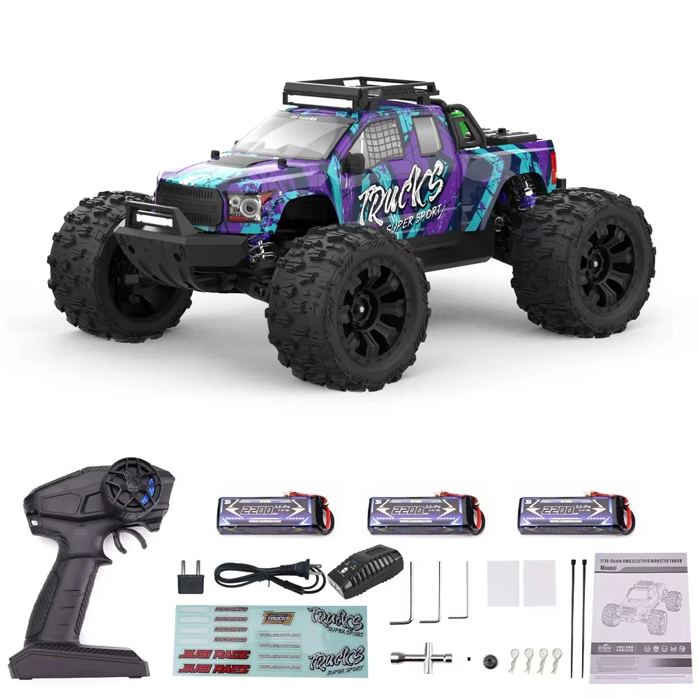 JIUSI PT14R 1/14 RC Car 80km/h High Speed Off-road RC Truck Brushless 2.4G Remote Control 4WD 3S 35C 2200mAh