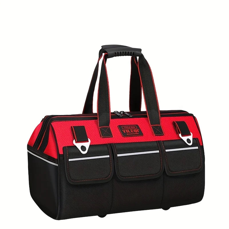 1pc Red 19-Inch 21-Inch 23-Inch Electrician Tool Bag, Large Pocket Canvas Handheld Oxford Cloth Repair Tool Box Extra Thick Large Capacity Tool Bag, Suitable for Electricians, Home Improvement, Fishing, And Various Repair Wor