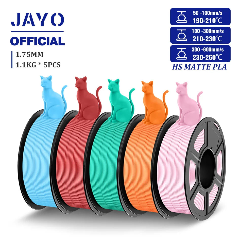 JAYO 5 Rolls 3D Filament PLA/PLA META/PETG/SILK PLA+/Wood/PLA Marblel/ APLA 1.75mm1.1KG 3D Printer Filament for FDM Muticolor