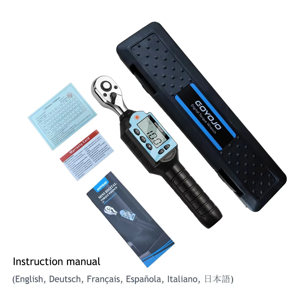 GOYOJO Digital Torque Wrench 1/4 3/8 1/2" Drive, Electric Torque Wrench ±2% Accuracy,Buzzer and LED Alert,Electric Display,Peak & Track, ft-lb, in-lb and N.m ,Automotive,Car, Moto,Spark Plug,Engine,Bike