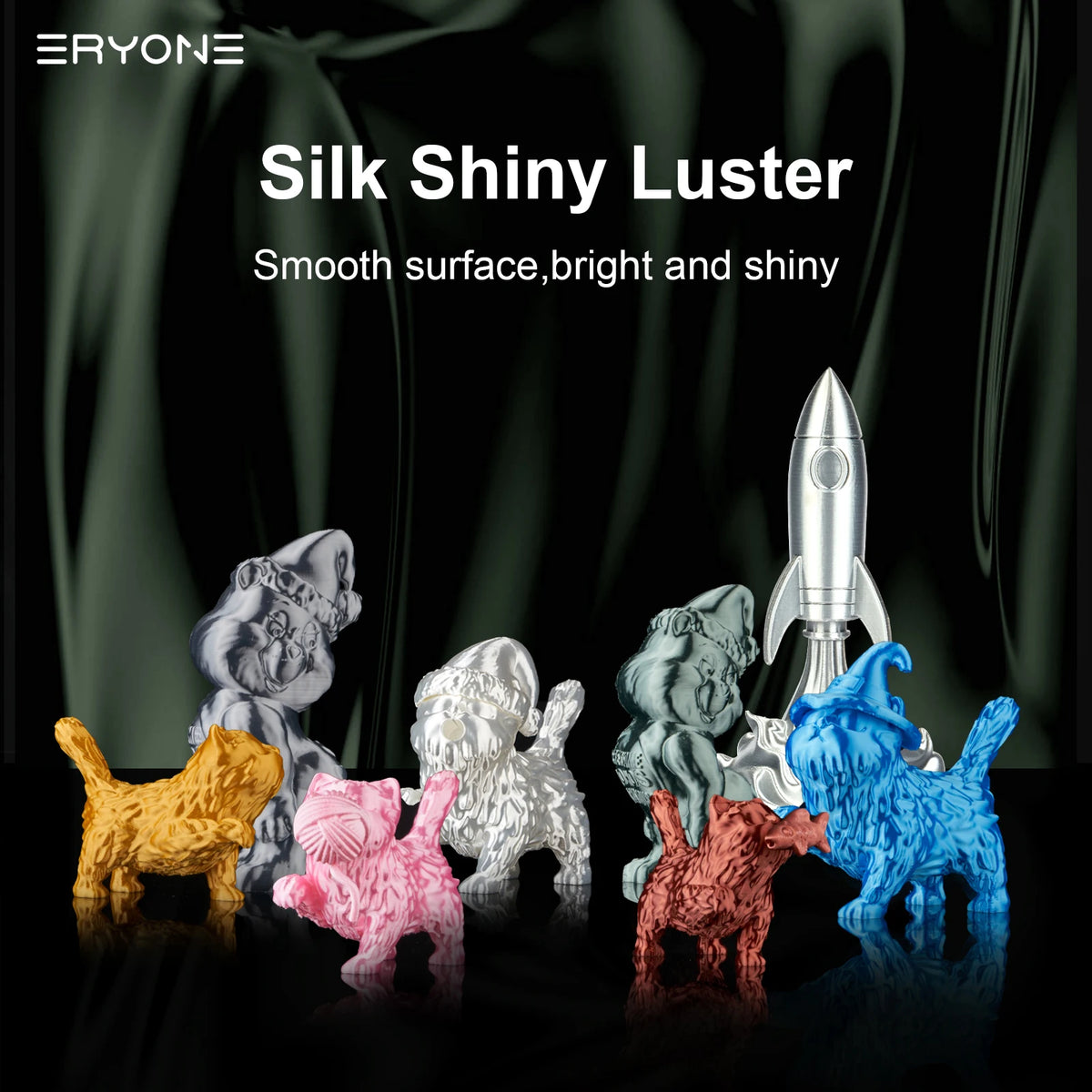 ERYONE 1KG Silk PLA 3D Printer Filament 1.75mm, Premium Silk Shiny Finish Single Color, Glossy Smooth Surface 1kg Spool
