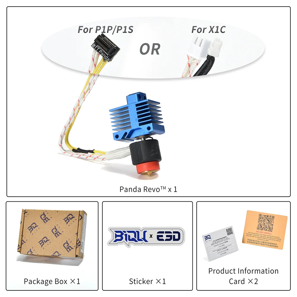 BIGTREETECH Panda Revo Hotend Plug And Print High Speed High Flow With E3D Online Bontech For Bambu Lab P1P P1S BambuLab X1C X1E