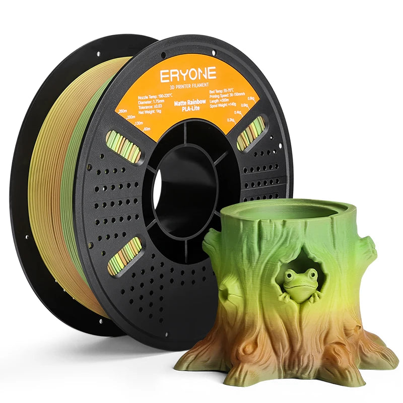 ERYONE 1KG PLA Lite Rainbow 3D Printer Filament, Changing Filament 1.75mm, Multicolor Gradient 1KG Spool Fit Most FDM Printers