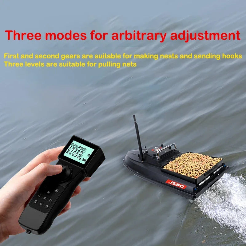 JS90 12V GPS Bait Boat 280m/1 Minute 100 Fishing Spots Load 3KG Automatic Cruise Return 3-speed Adjustment Night Fishing Boat