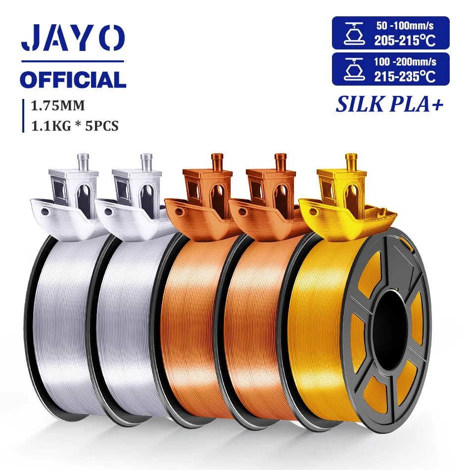 JAYO 5 Rolls 3D Filament PLA/PLA META/PETG/SILK PLA+/Wood/PLA Marblel/ APLA 1.75mm1.1KG 3D Printer Filament for FDM Muticolor