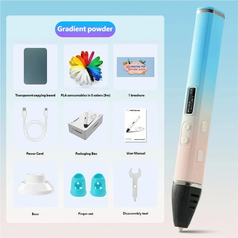 3D Printing Pen With Oled Display temperature Control And Fast Extrusion With PLA Filament For Doodling Making Holiday Presents