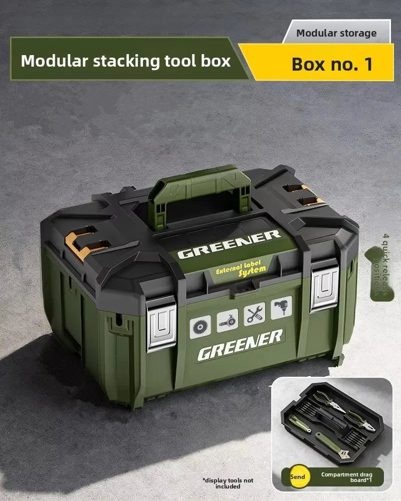 Multi Functional Large Capacity Stackable Toolbox Set, Large Hardware Widened Storage Box