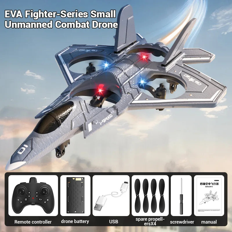JJRC Eva Small Unmanned Foam Fighter Colorful Led Lights Stunt Flying Remote Control Aircraft Toy Boy Gift