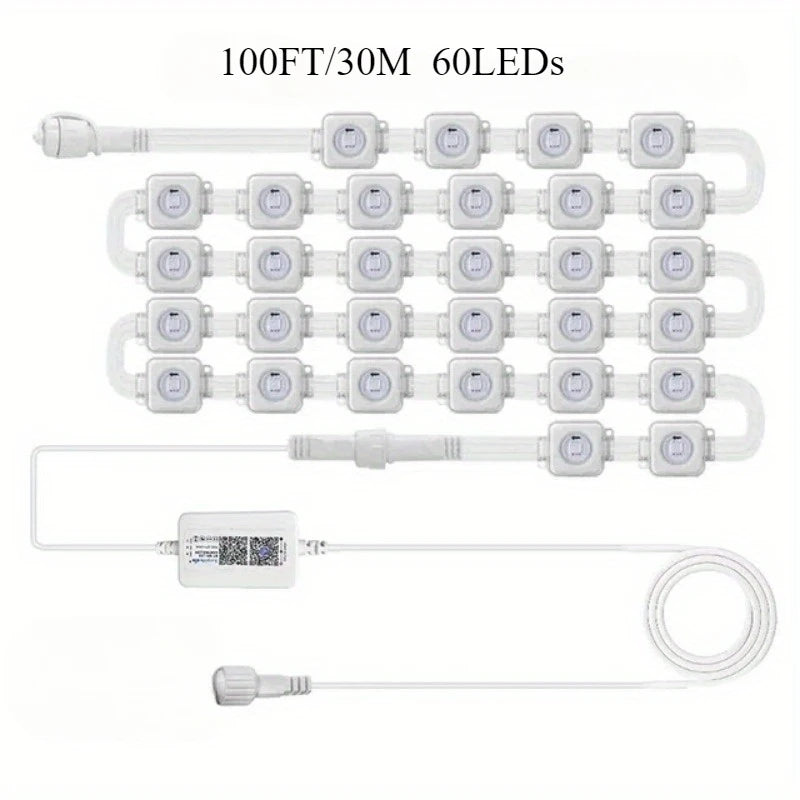 RGB Waterproof Permanent Outdoor LED String Lights Eaves Mounted Decor Lights for Festival Wedding Birthday Party Decoration