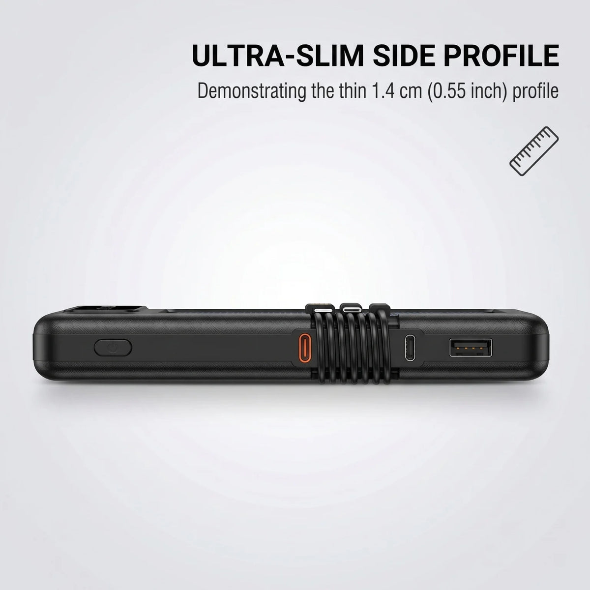 Solar Charger Power Bank Portable External Battery Waterproof USB Built In 3 Charging Cables Dual LED Flashlight Digital Display Multi Port Outdoor Camping Travel Emergency Phone Charger