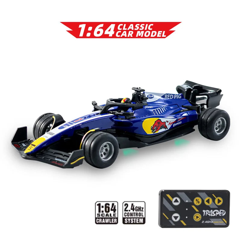 Hotfree 1/64 Mini RC Monster Truck, Metal Off-Road Stomper with Trailer, 2.4GHz Remote Control All-Terrain Vehicle, 3-Speed Adjustable, USB-C Rechargeable, Desktop Play, Indoor Outdoor Racing Toy, Fun Birthday Christmas Gift