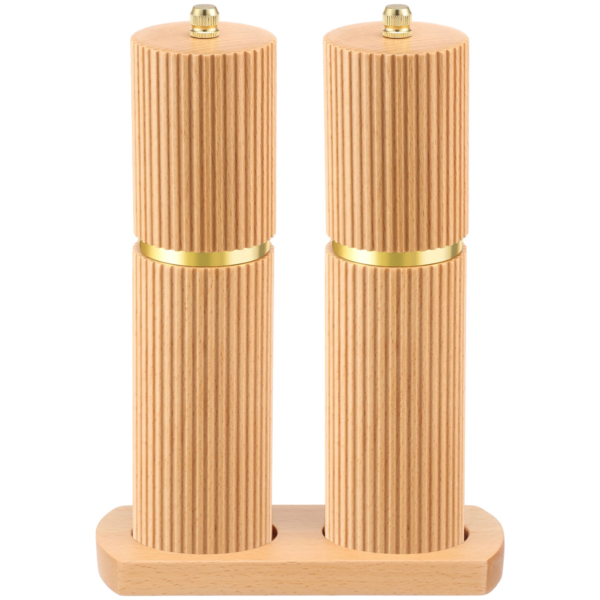 Salt and Pepper Grinder Set Wooden Manual Salt Pepper Grinder with Tray Adjustable Coarseness Pepper Mill Set for Kitchen Gadget