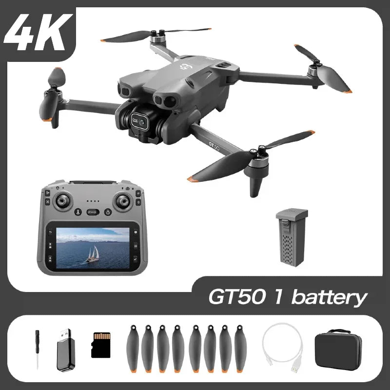 Original GT50 Drone FPV 8K Professional 4K HD Dual Camera WIFI Light Flow Brushless Motor Obstacle Avoidance Quadcopter kid Toys