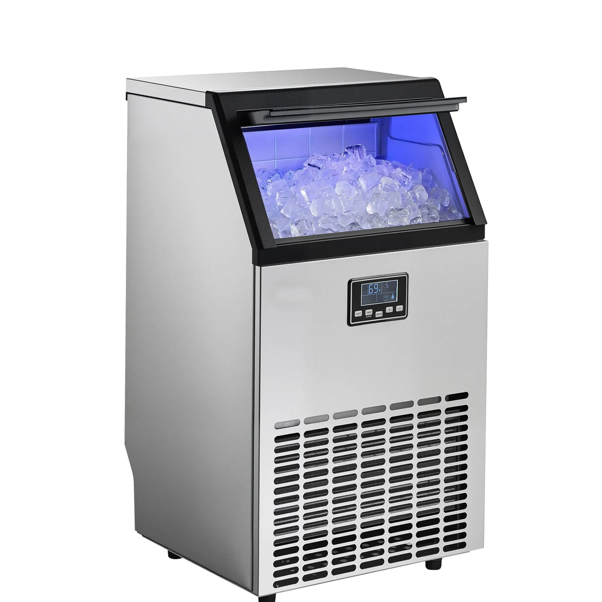 SucceBuy Commercial Ice Maker Machine 100 lbs/24h with 26 lbs Storage Capacity Built-in/Freestanding/Under Counter for Home Bar