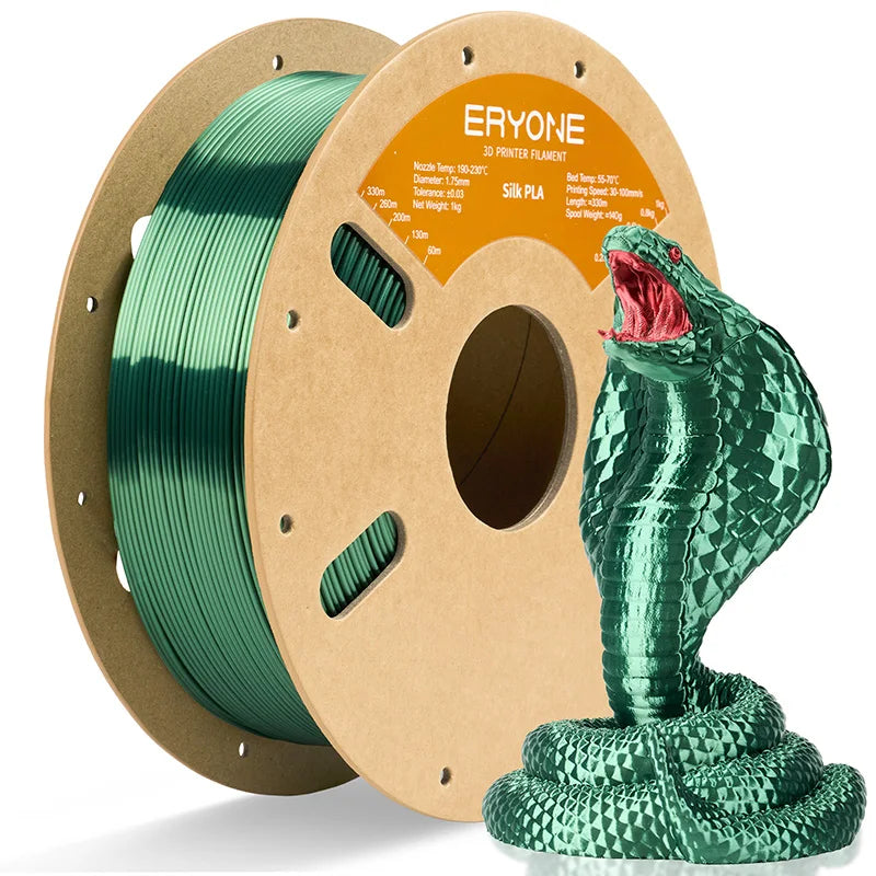 ERYONE 1KG Silk PLA 3D Printer Filament 1.75mm, Premium Silk Shiny Finish Single Color, Glossy Smooth Surface 1kg Spool