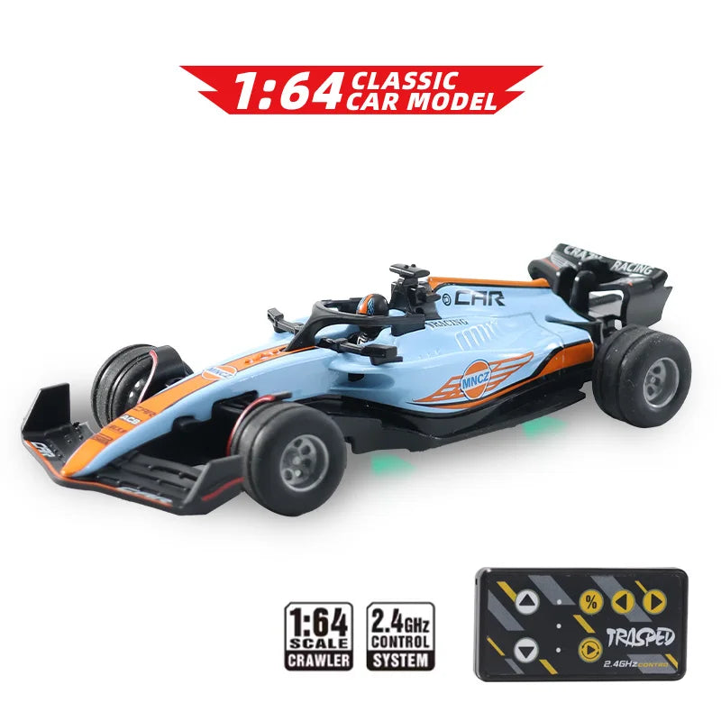 Hotfree 1/64 Mini RC Monster Truck, Metal Off-Road Stomper with Trailer, 2.4GHz Remote Control All-Terrain Vehicle, 3-Speed Adjustable, USB-C Rechargeable, Desktop Play, Indoor Outdoor Racing Toy, Fun Birthday Christmas Gift
